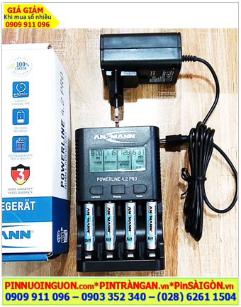 Ansman Powerline 4.2Pro _Bộ sạc 4viên pin AAA, Kèm 4 pin sạc Ansman Mignon AAA1100mAh 1.2v